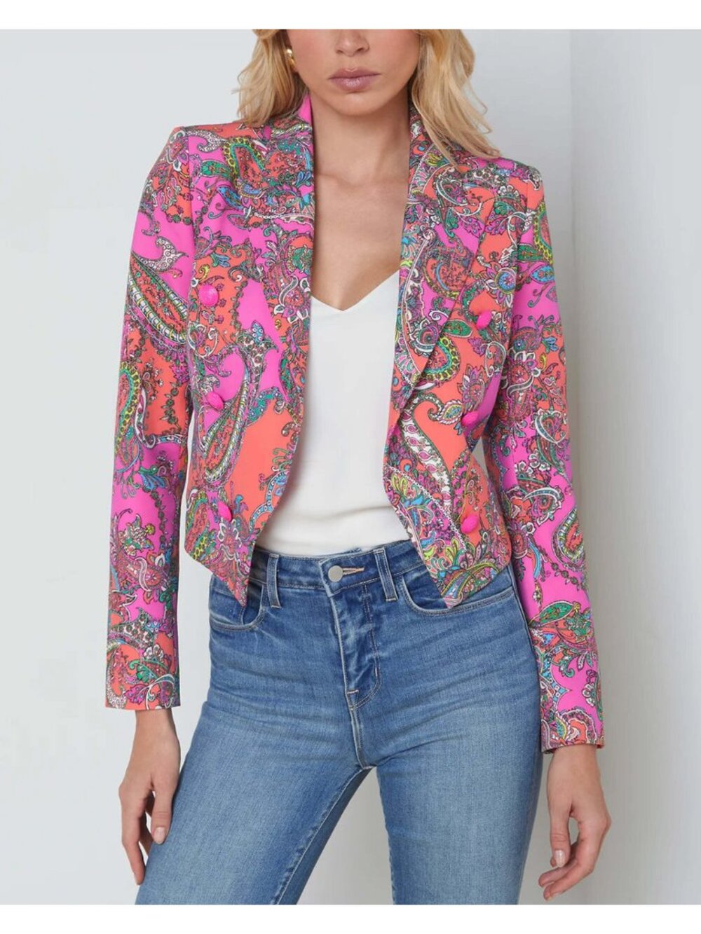 L'Agence Rhodamine Pop Paisley Lila Boxy Blazer Size 8